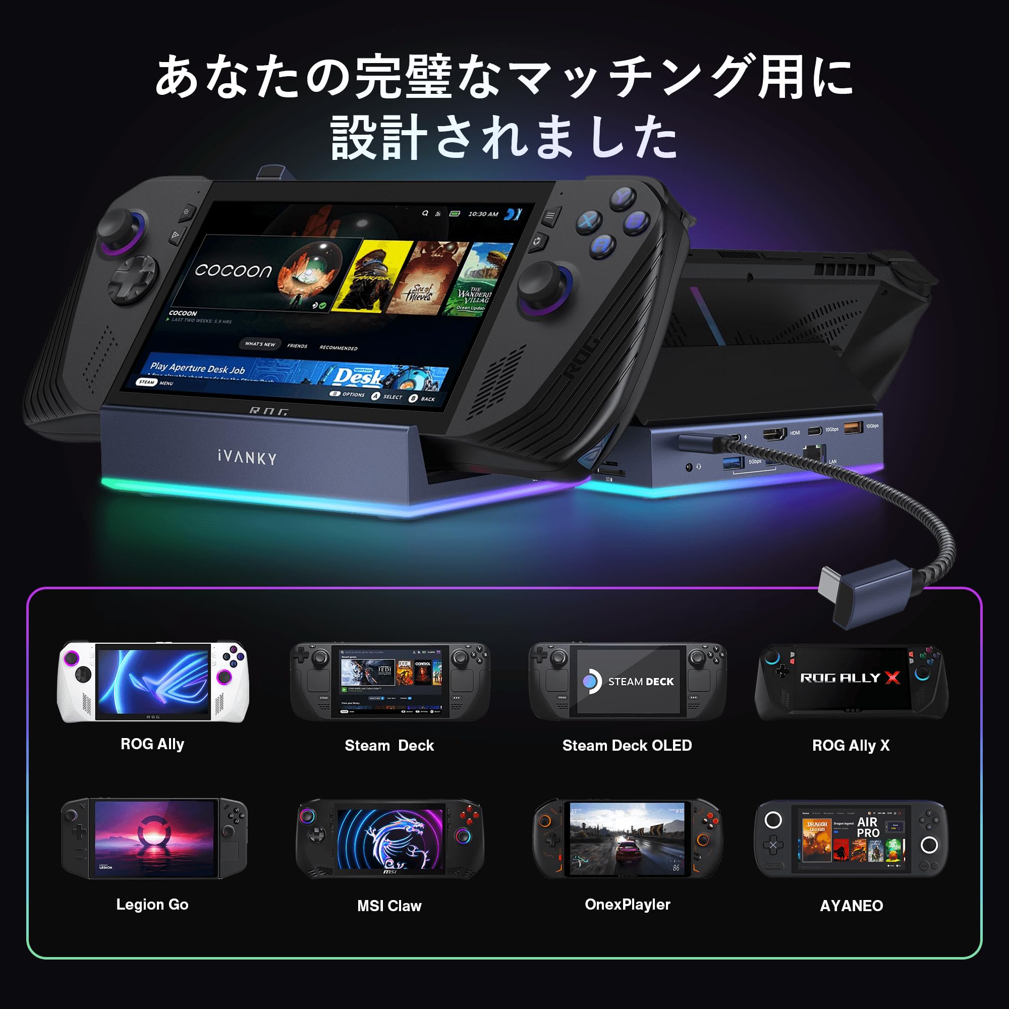Amazon.co.jp: iVANKY 14-in-1 RGB 4K@120Hzドック ROG Ally X/Legion